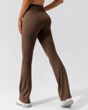 Women Solid Color Casual V Waist Dance Wide Leg Pants S-XL