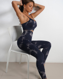 Women Tie Dye Sling Sports Bra High Waist Slim Yoga Running Pants Sets Yoga Two-piece S-L
