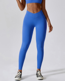 Women Solid Color V Waist High Waist Running Sports Pants S-XL