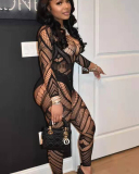 Black Hollow Out Sexy See Through BodyStockings One Size