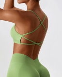 Women Sling Backless Solid Color Sports Bra S-XL