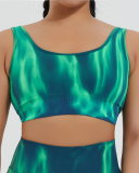 Aurora Printing Summer New Sports Bra Shorts Sets Yoga Two Piece Sets S-L