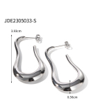 Steel Color Stainless Steel Smooth Hollow Earrings Fashion All-In-One Hoop Earrings