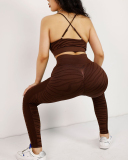 Summer Zebra-stripe Women Fitness Bra Slim Pants Sets Yoga Two-piece Sets S-L