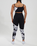Women Seamless Fitness Tie Dye Sling Breathable Yoga Bra High Waist Leggings Pants Sets S-L