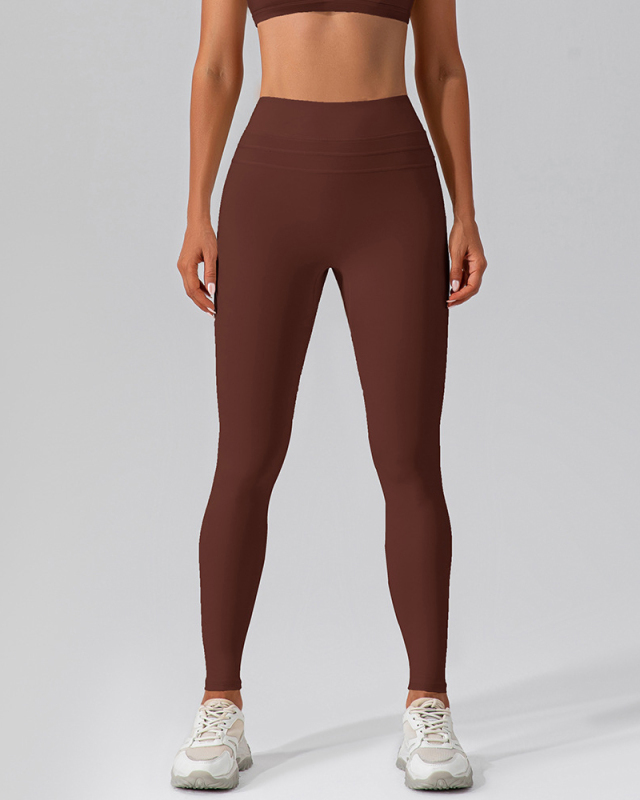 High Waist Lift Hips Nuking Quick Dry Fitness Sports Pants Black Beige Brown Mocha Green S-XL