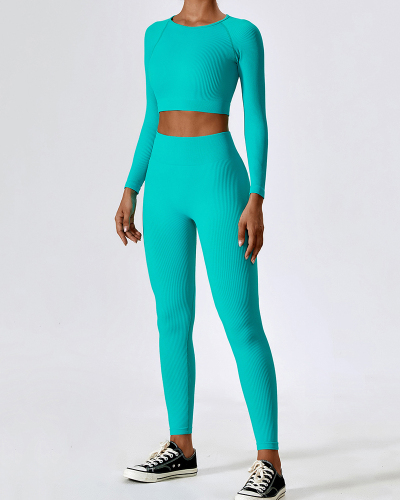 Popular Autumn Long Sleeve Tiffany Blue Pants Sports Sets Yoga Two-piece S-L