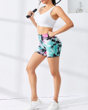 Women Summer Tie Dye Fitness High Waist Slim Running Shorts Colorful S-L