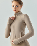Woman Autumn Long Sleeve Solid Color Slim Yoga Warm Coat Mid Gray Khaki Brown Black S-XL