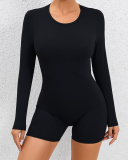 Women Hollow Out Sexy Back Long Sleeve Slim Yoga Sports Romper (no Pad) S-L