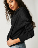 Women Hot Sale Hooded Long Sleeve Short Knit Coat S-XL
