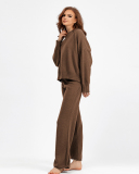 Autumn Winter New Long Sleeve Sweater Wide Leg Knit Pants Casual Wear Two Pieces Set One Size