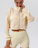 Woman Outdoor Sports Long Sleeve Autumn Stand Collar Warm Zipper Coat S-XL