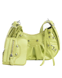 Women's Pleated Crescent 2 Piece Shoulder Bag Women's Retro Rivets Bag