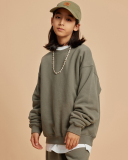 Kid's Crew Neck Long Sleeve Children's Autumn Winter Solid Color Pullover XS-2XL