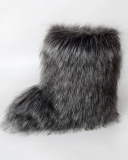 Faux Fox Raccoon Fur Boots for Women Fuzzy Fluffy Furry Round Toe Suede Winter Comfy Plush Warm Short Snow Bootie Flat Shoes Mid-Calf Boots Outdoor Indoor