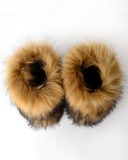 Faux Fox Raccoon Fur Boots for Women Fuzzy Fluffy Furry Round Toe Suede Winter Comfy Plush Warm Short Snow Bootie Flat Shoes Mid-Calf Boots Outdoor Indoor