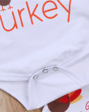 Baby's Turkey Printed Thanksgiving Pajamas White Brown 70cm-100cm