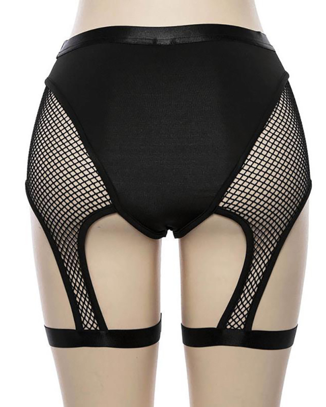Patchwork Hollow Out Women Fishnet Sexy Panties Black S-XL
