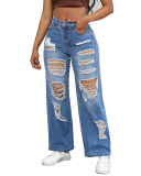 Wide Leg Women Jean Blue Fashion Pant XS-2XL