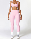 Women Crisscross Bra High Waist Slim Pants Yoga Two-piece Set S-XL