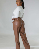 Wide Leg PU Women Fashion Popular Pants S-XXL