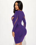 Long Sleeve Hollow Out Sexy Mini Dress Wholesale S-L