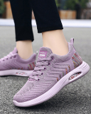 Newest Women Colorblock Knitting Sports Soft Sneakers Pink Black Purple 36-41