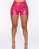 PU Fashion Women Shorts Club Wear Red Rosy Black Gold S-5XL