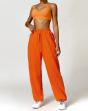Popular Fabric Sling Bra Sweatpants Yoga Two-piece Sets S-L