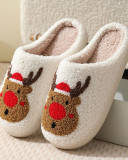 Santa Claus Print Plush Slippers indoor Warm Slipper