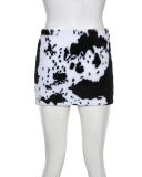 Sexy Hot Sale Milk Cow Printed High Waist Mini Skirts S-L