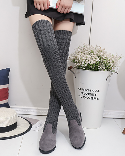 Knitted Double Wear Long Women Fashion Boots