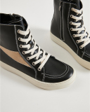2024 New High-Top Shoes For Women Side Zipper Canvas Platform Shoes