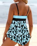 Women V Neck Strap Sexy Ruffers Backless Beach Wear Plus Size Swimsuit Skin Green XL-5XL