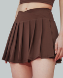 Women Pleated Lined Pocket Badminton Tennis Skirt Purple Brown White Black S-XL