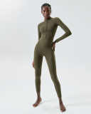 Long Sleeve Zipper Neck Slim High Elastic Fitness Jumpsuit S-XL