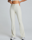 New Drawstring High Waist Wide Slit Leg Fitness Pants White Blue Black Pink S-XL