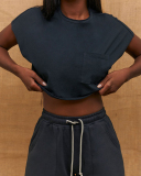 Short Sleeve Loose Athleisure Pants Yoga Two-piece Sets Khaki Black Orange Coffee S-L