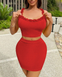 Red Summer Girl Two Piece Skirt Set S-XL