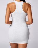 Summer Fashion Slim Sports Vest Dress Black Brown Gray White Pink S-XL