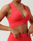 Woman V-Neck Yoga Fitness Shockproof Pad Sports Bra S-XL