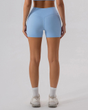 Women High Waist Hips Lift Fitness Sports Shorts Black Apricot Brown Blue Green S-XL