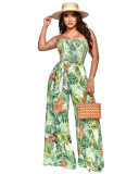 Strapless Printed Vacation Beach Jumpsuit S-2XL
