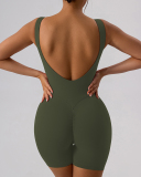 Women Hollow Out Low Back Hips Lift Slim Sports Romper Black Red Gray Green S-XL