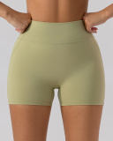 Women High Waist Hips Lift Fitness Sports Shorts Black Apricot Brown Blue Green S-XL