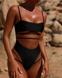 Black Hollow Out Women New Bathing Suit S-XL