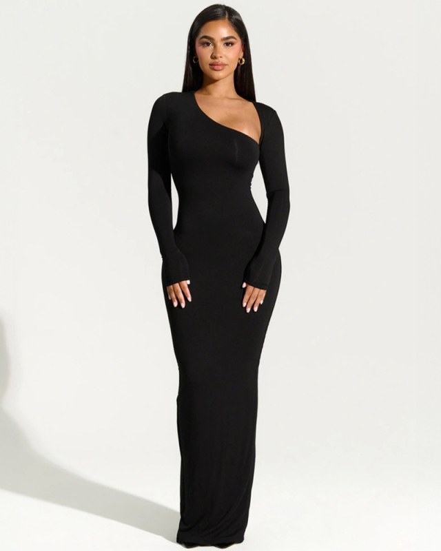 Women New Fashion Black Long Dress S-L