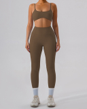 Women Quick Dry Slim Running Bra High Waist Sports Sets Outdoor Wear Two Pieces Sets S-XL