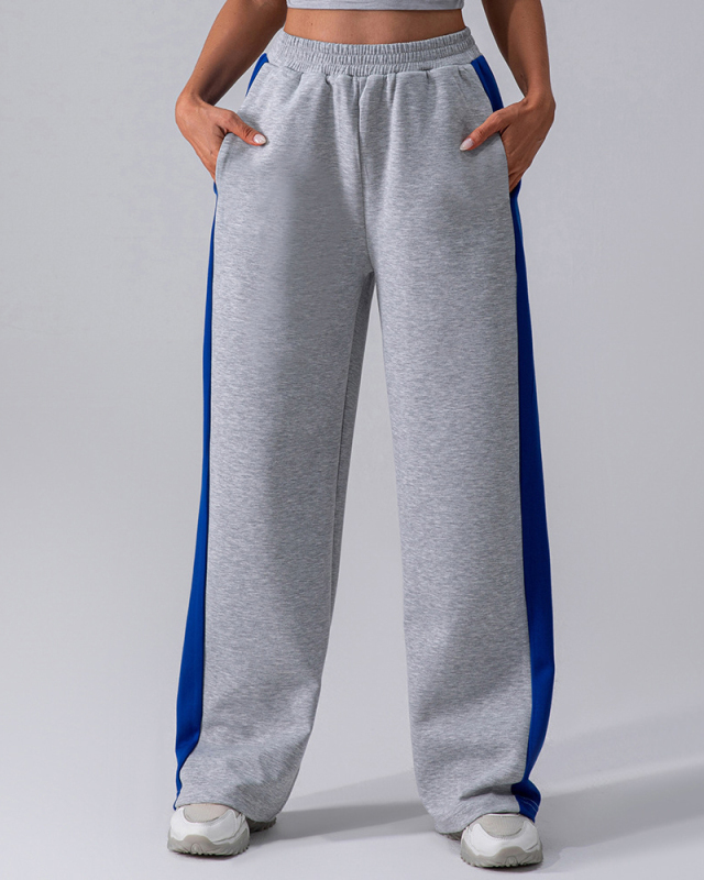 Summer Casual Quick Dry Women Straight Leg Pants Gray Blue White S-XL